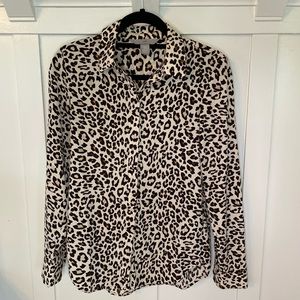 Long sleeve button up cheetah print H&M blouse